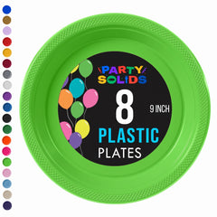 9 in. Lime Green Plastic Plates | 8 Count