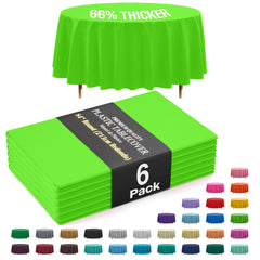 Premium Round Lime Green Plastic Table Covers | 6 Pack | 84 in.