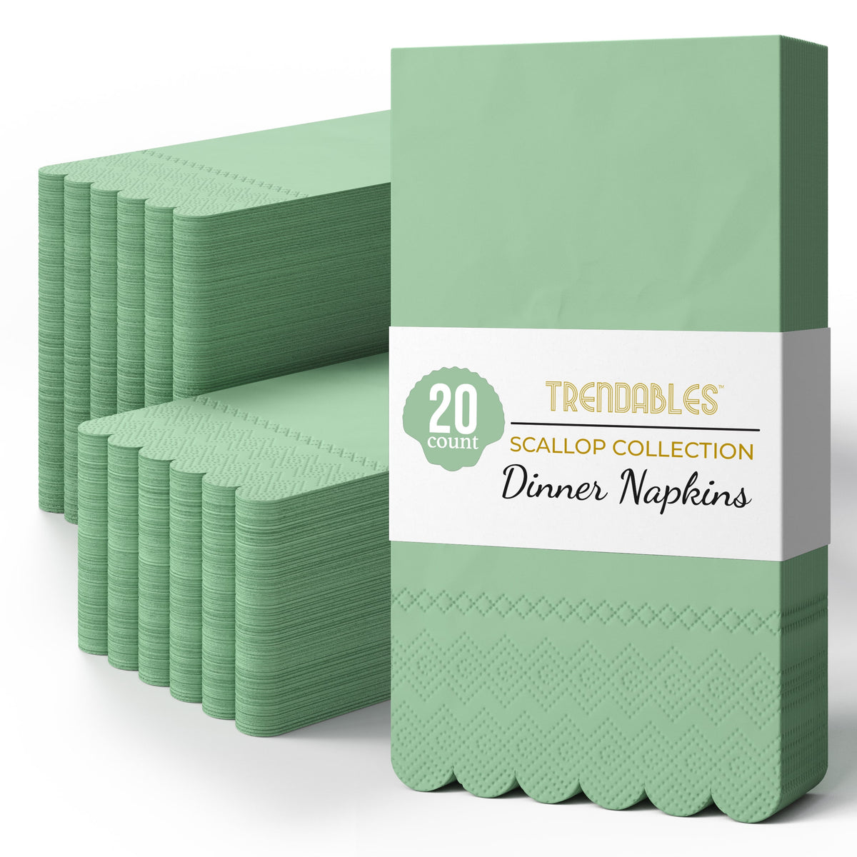 3 Ply Pistachio Green Scalloped Napkins - 20 Ct.