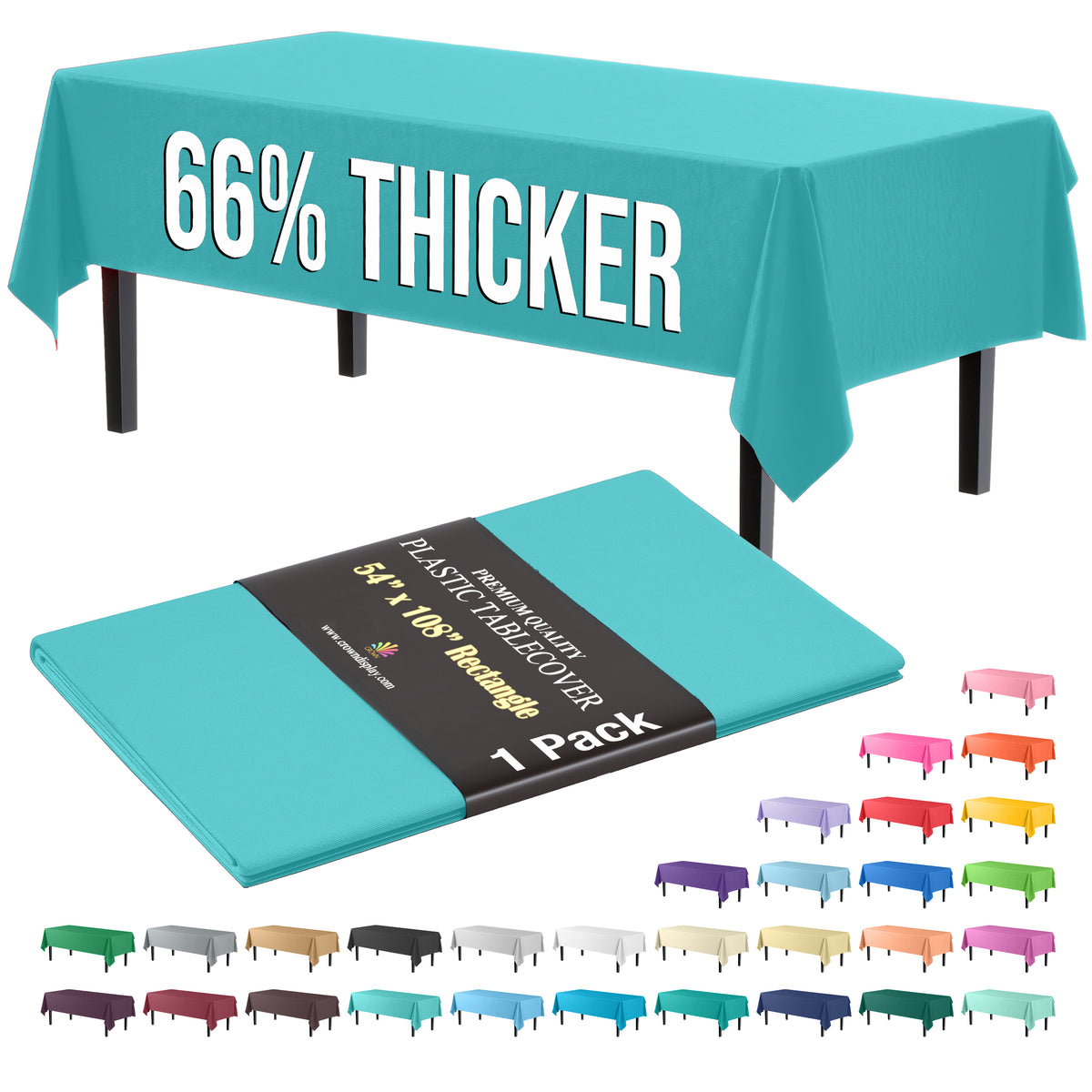 Premium Aqua Blue Plastic Table Cover | 54 in. x 108 in.