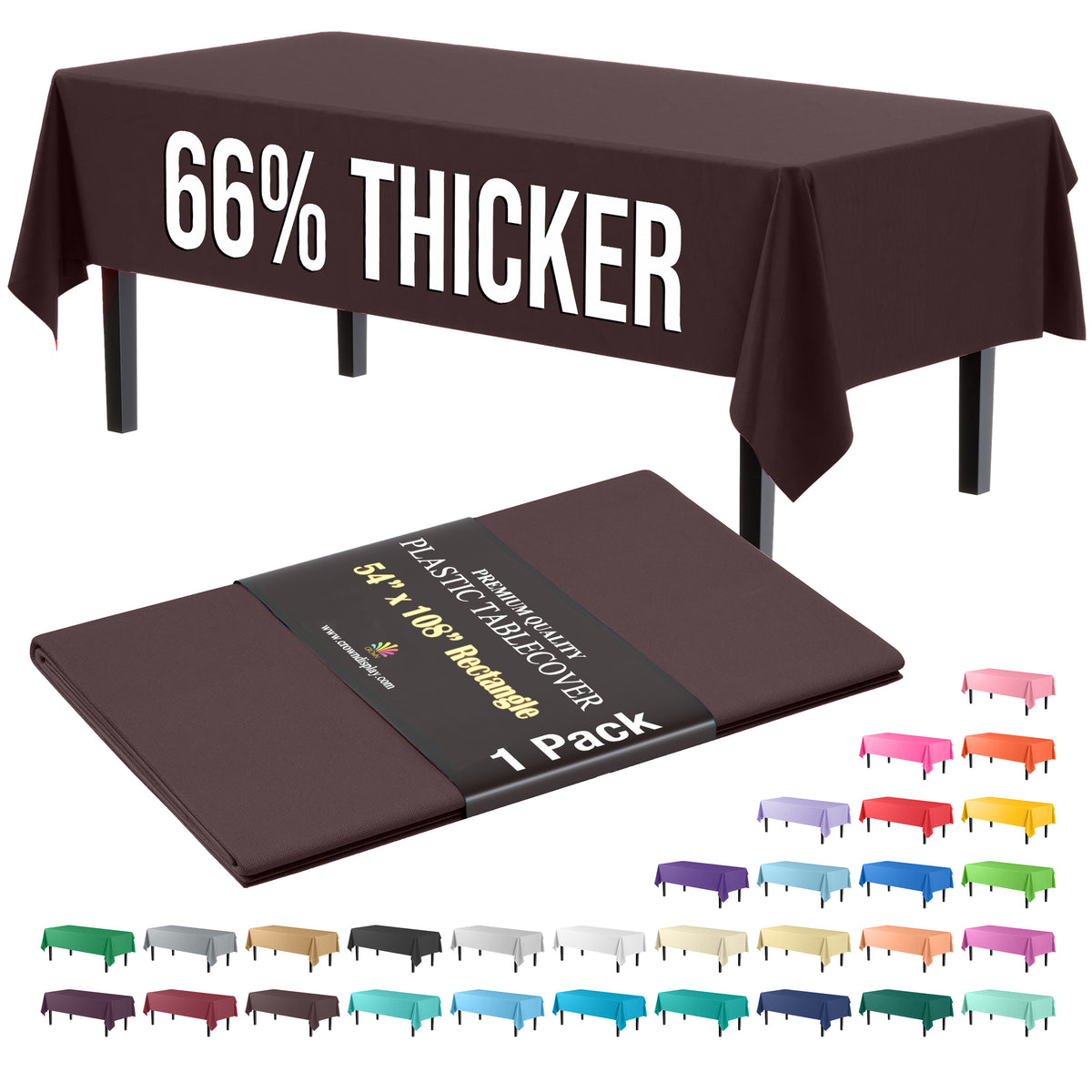 Premium Brown Plastic Table Cover | 54 in. x 108 in.