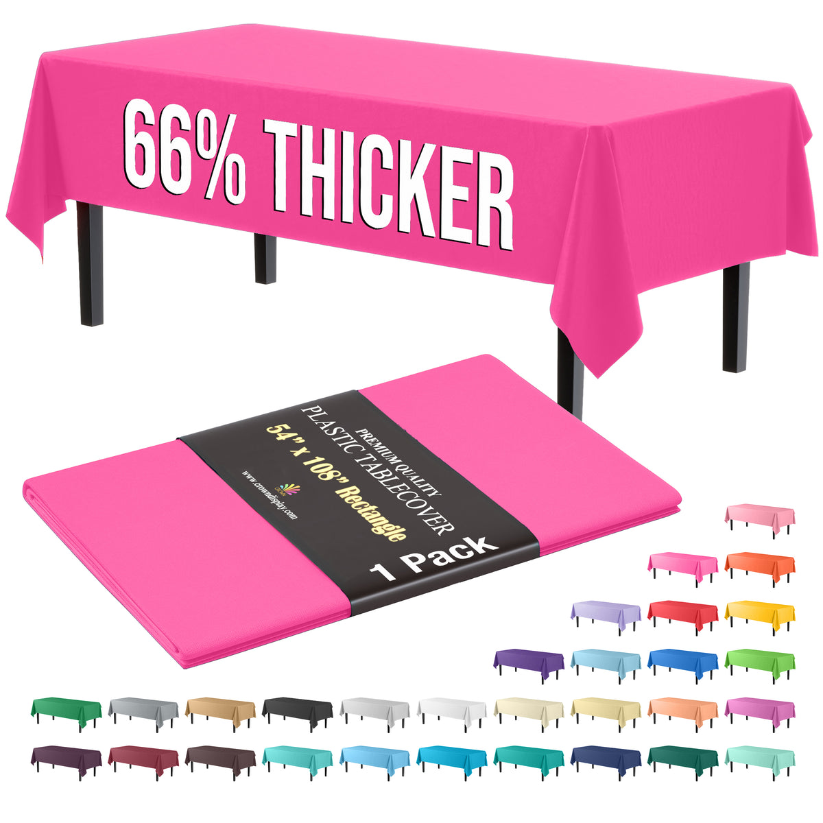 Premium Cerise Plastic Table Cover | 54 in. x 108 in.