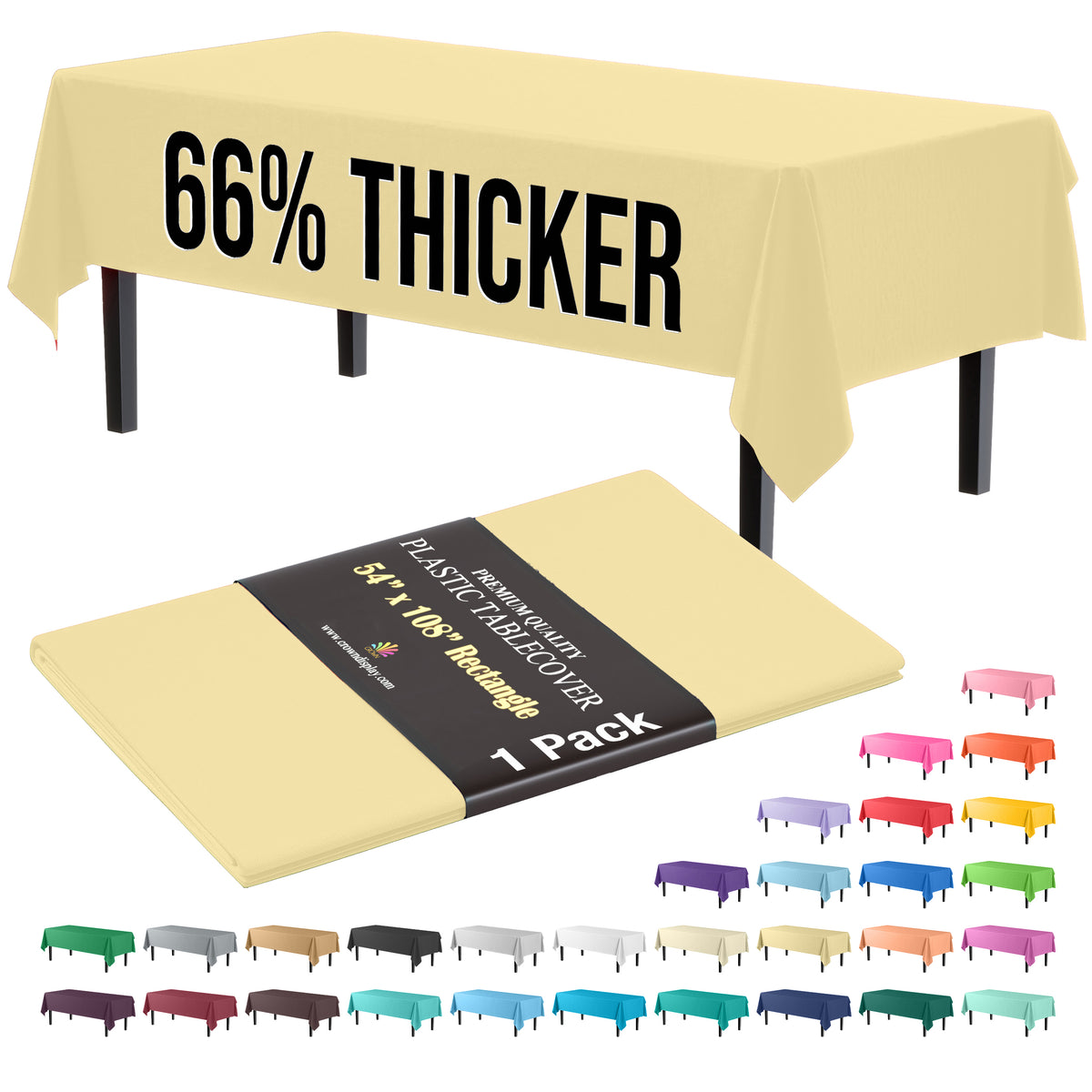 Premium Light Yellow Plastic Table Cover | 54 in. x 108 in.