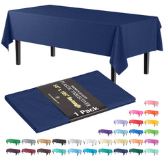 Premium Navy Blue Plastic Table Cover | 54 in. x 108 in.