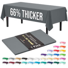 Premium Silver Plastic Table Cover | 54 in. x 108 in.