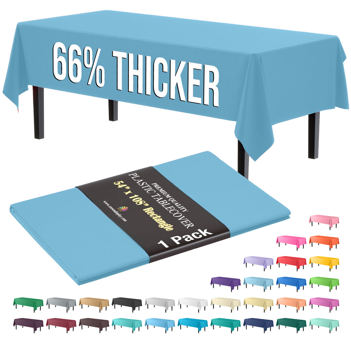 Premium Sky Blue Plastic Table Cover | 54 in. x 108 in.