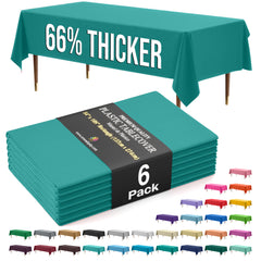 Premium Teal Plastic Table Covers | 6 Pack | 54 in. x 108 in.