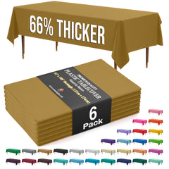 Premium Gold Plastic Table Covers | 6 Pack | 54 in. x 108 in.