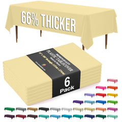 Premium Light Yellow Plastic Table Covers | 6 Pack | 54 in. x 108 in.