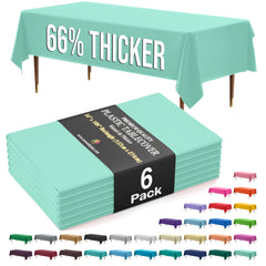 Premium Mint Plastic Table Covers | 6 Pack | 54 in. x 108 in.