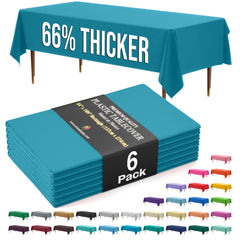 Premium Turquoise Plastic Table Covers | 6 Pack | 54 in. x 108 in.