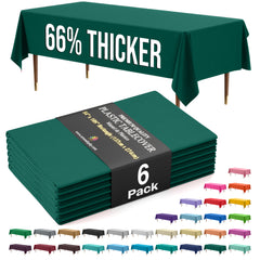 Premium Dark Green Plastic Table Covers | 6 Pack | 54 in. x 108 in.