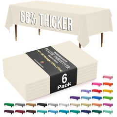 Premium Ivory Plastic Table Covers | 6 Pack | 54 in. x 108 in.