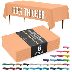 Premium Peach Plastic Table Covers | 6 Pack | 54 in. x 108 in.