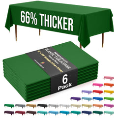 Premium Emerald Green Plastic Table Covers | 6 Pack | 54 in. x 108 in.