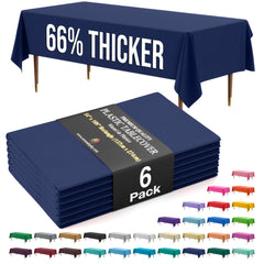 Premium Navy Blue Plastic Table Covers | 6 Pack | 54 in. x 108 in.
