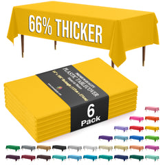 Premium Yellow Plastic Table Covers | 6 Pack | 54 in. x 108 in.