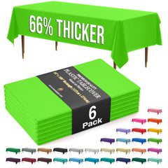 Premium Lime Green Plastic Table Covers | 6 Pack | 54 in. x 108 in.