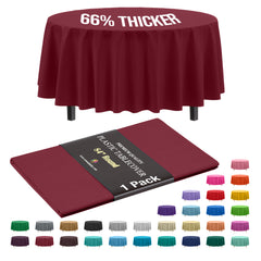 Premium Round Burgundy Plastic Table Cover | 84 in.