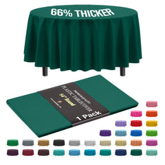 Premium Round Dark Green Plastic Table Cover | 84 in.