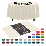 Premium Round Ivory Plastic Table Cover | 84 in.