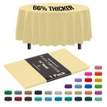 Premium Round Light Yellow Plastic Table Cover | 84 in.
