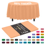 Premium Round Peach Plastic Table Cover | 84 in.