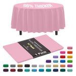 Premium Round Pink Plastic Table Cover | 84 in.