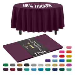 Premium Round Plum Plastic Table Cover | 84 in.