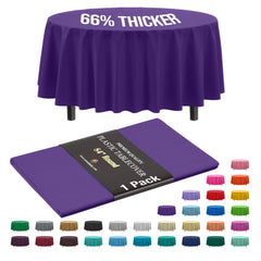 Premium Round Purple Plastic Table Cover | 84 in.
