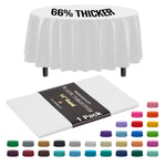 Premium Round White Plastic Table Cover | 84 in.