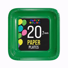 7 In. Emerald Green Square Paper Plates - 20 Ct.