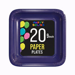 9 In. Navy Square Paper Plates - 20 Ct.