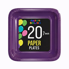 7 In. Purple Square Paper Plates - 20 Ct.