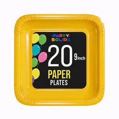 9 In. Yellow Square Paper Plates - 20 Ct.