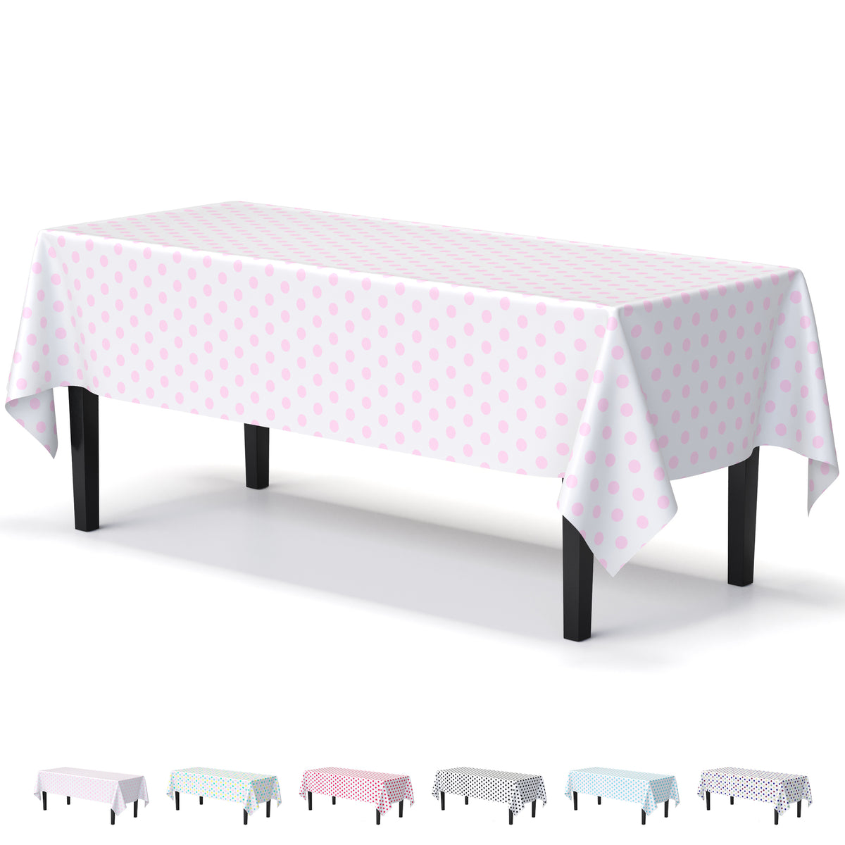 Pink Polka Dot Plastic Table Cover | 54 in. x 108 in.