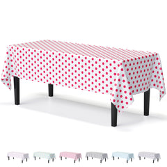 Red Polka Dot Plastic Table Cover | 54 in. x 108 in.