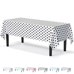 Black Polka Dot Plastic Table Cover | 54 in. x 108 in.