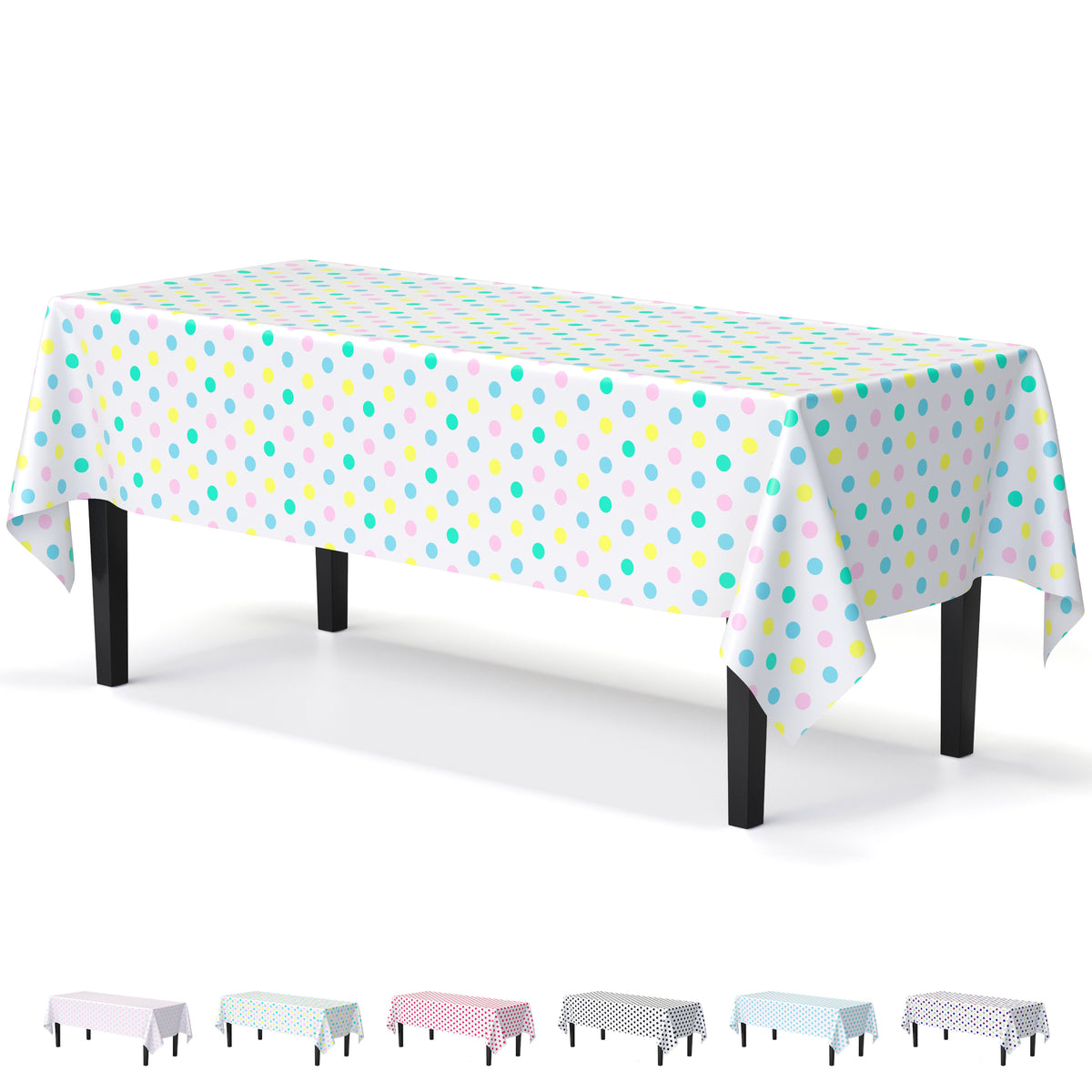 Pastel Polka Dot Plastic Table Cover | 54 in. x 108 in.