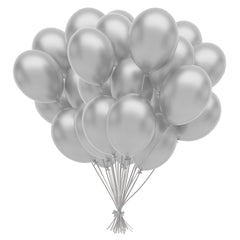 12 In. Metallic Silver Latex Balloon | 72 Count