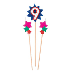 Star Number 9 Birthday Toothpick Candle Set | 3 Pc.