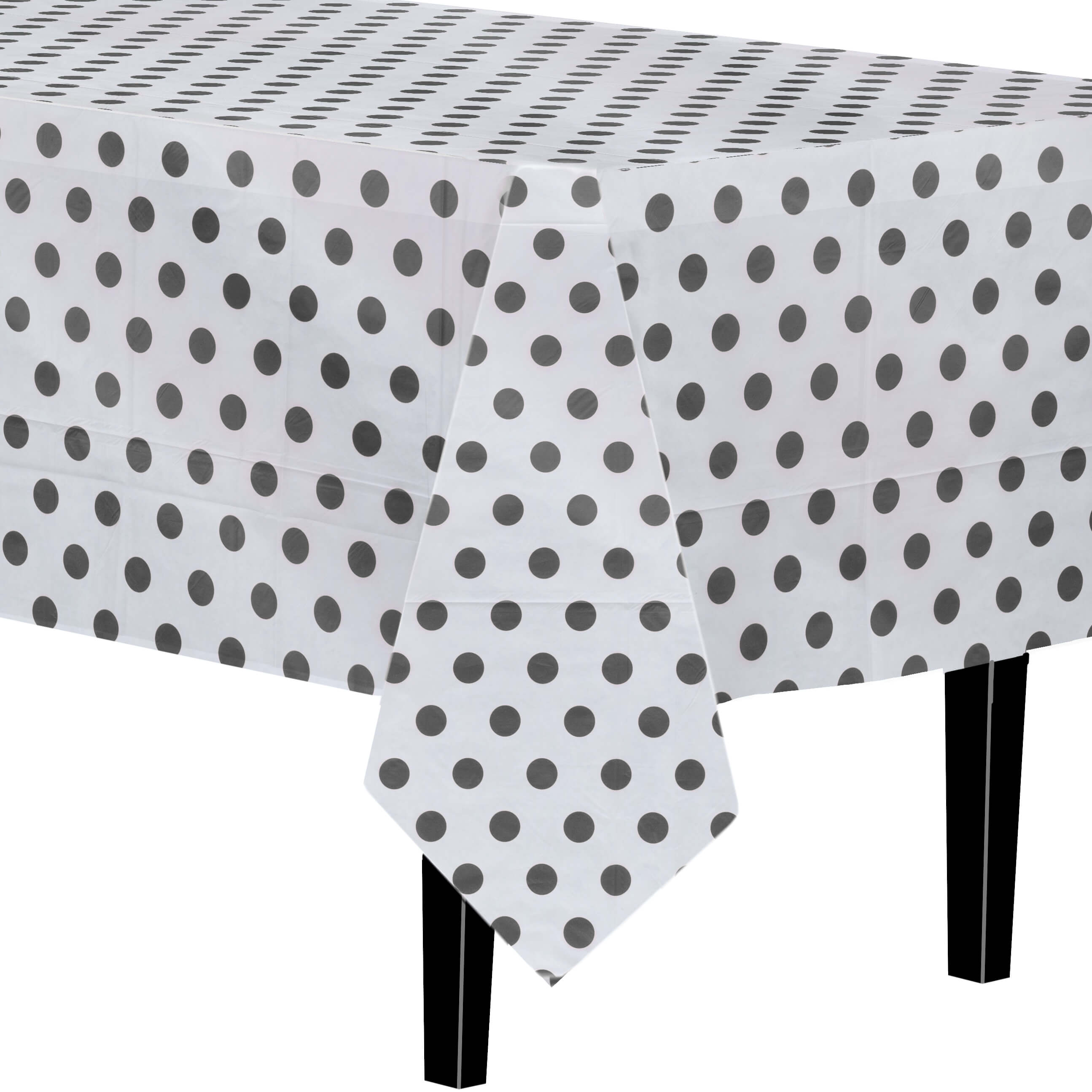 Black Polka Dot Plastic Table Cover