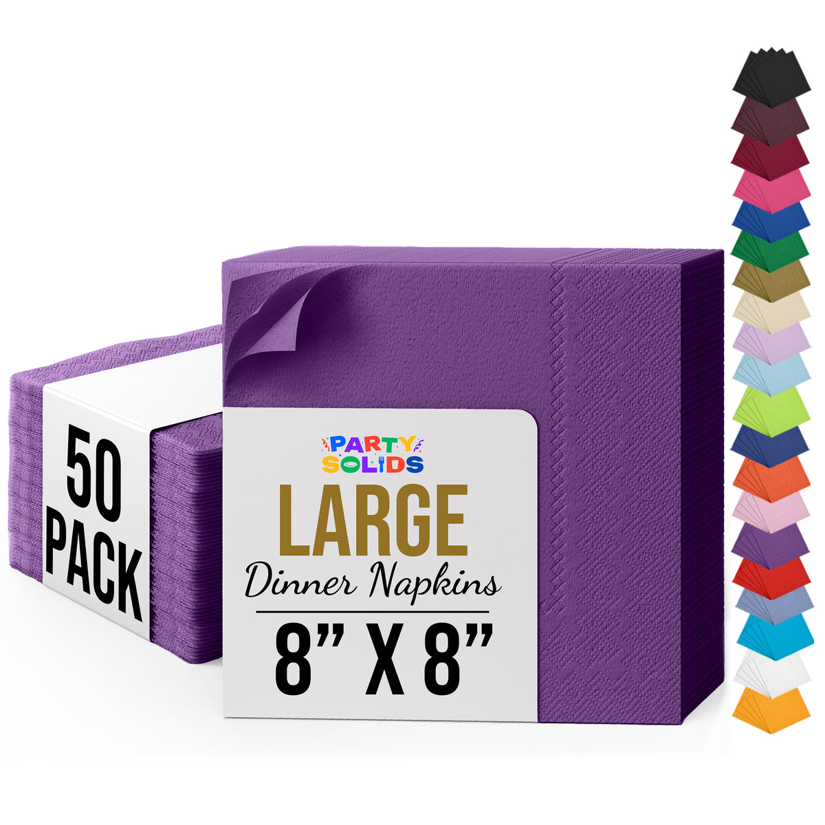 Purple Dinner Napkins | 8 in. x 8 in. | 50 Ct.