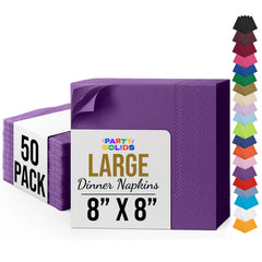 Purple Dinner Napkins | 8 in. x 8 in. | 50 Ct.