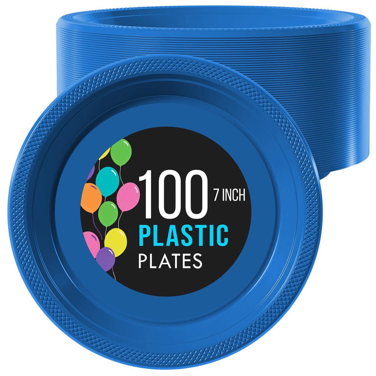 7 In. Dark Blue Plastic Plates | 100 Count