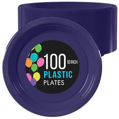 10 In. Navy Plastic Plates | 100 Count