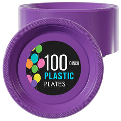 10 In. Purple Plastic Plates | 100 Count