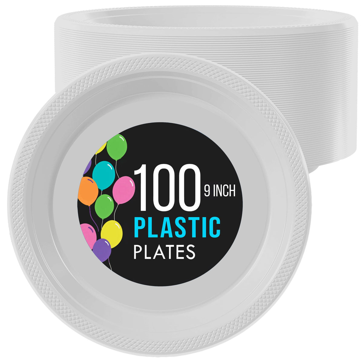 9 In. White Plastic Plates | 100 Count