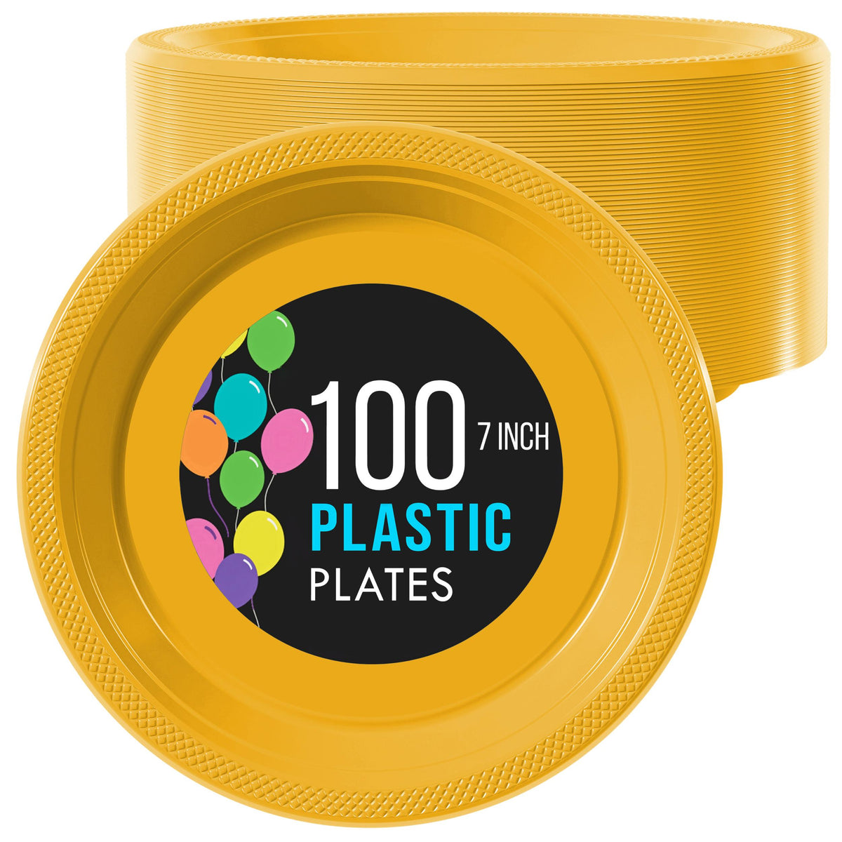 7 In. Yellow Plastic Plates | 100 Count