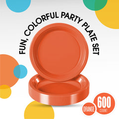 9 In. Orange Plastic Plates | Case of 600